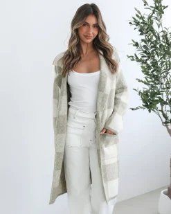 Hot Keyasha Coatigan - Sage Check Knitwear & Jumpers|Knitwear