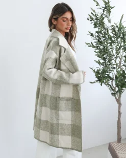 Hot Keyasha Coatigan - Sage Check Knitwear & Jumpers|Knitwear