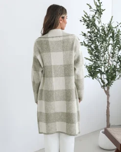 Hot Keyasha Coatigan - Sage Check Knitwear & Jumpers|Knitwear
