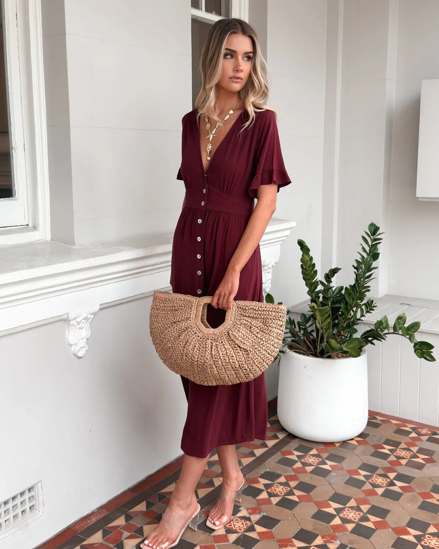 Best Korbela Dress - Bordeaux Linen Dresses|Basic Dresses