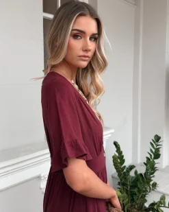 Best Korbela Dress - Bordeaux Linen Dresses|Basic Dresses