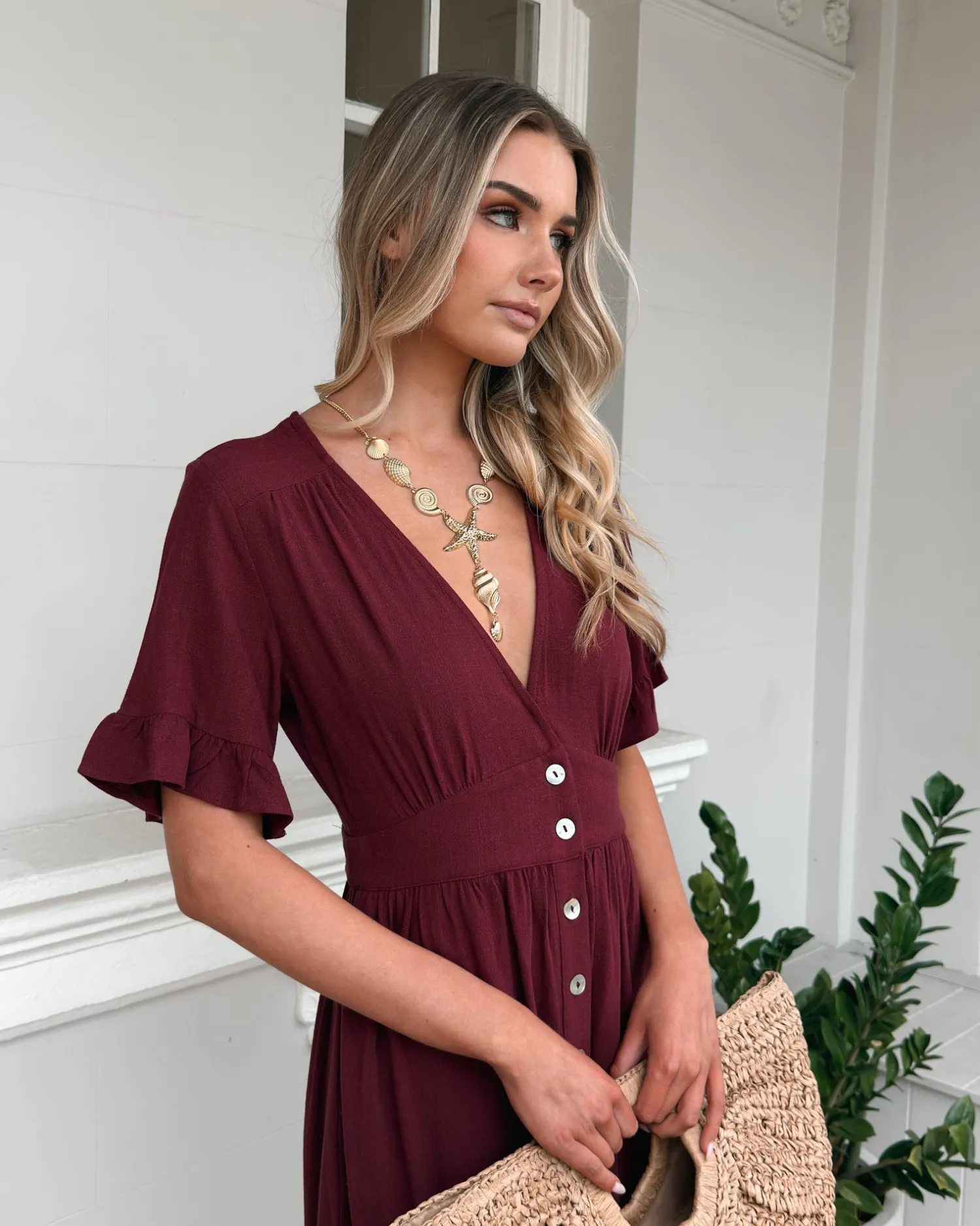 Best Korbela Dress - Bordeaux Linen Dresses|Basic Dresses