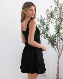 Discount Kyveli Dress - Black Linen Dresses|Mini Dresses