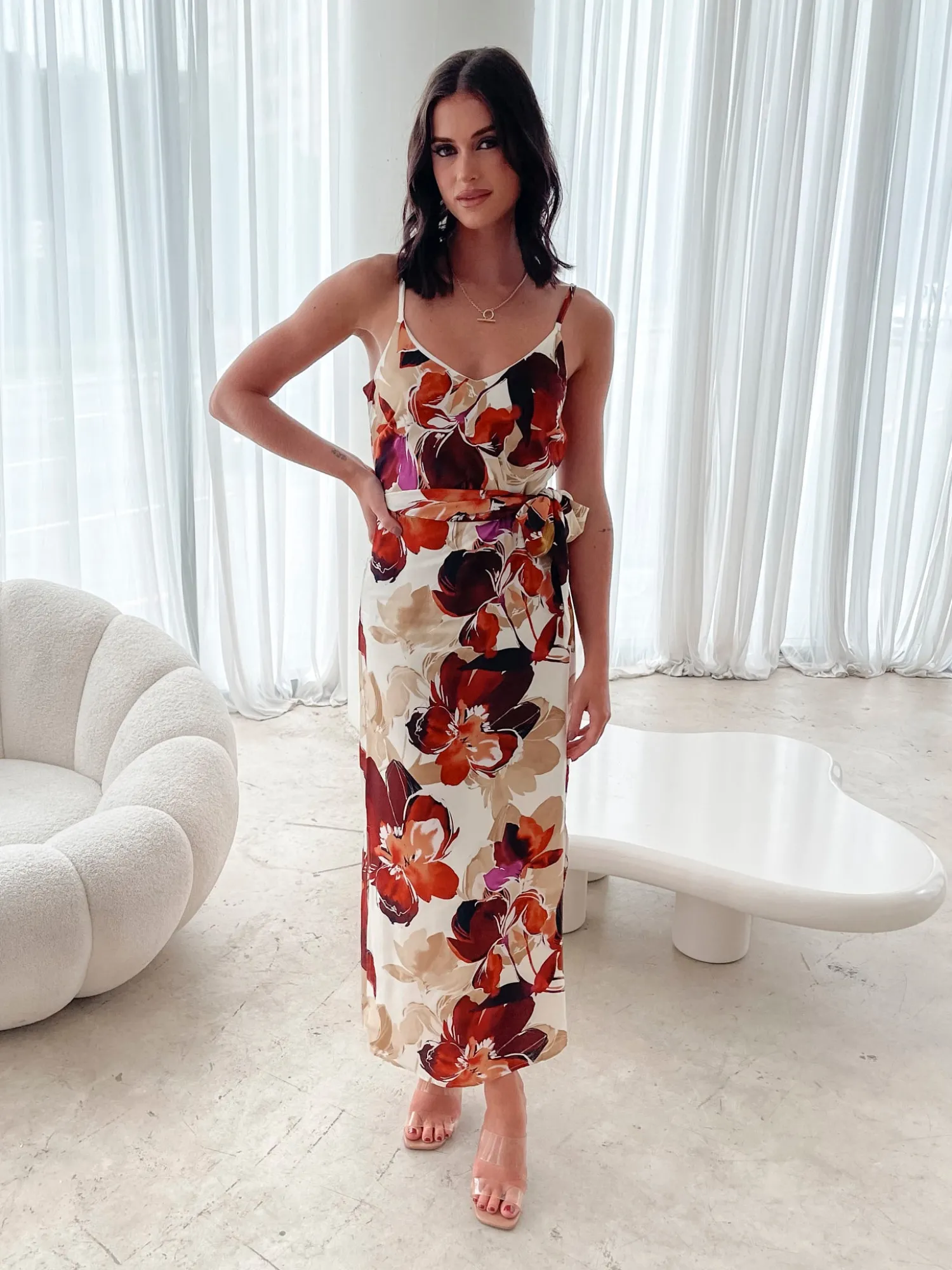 New Laguna Dress - Fawn Floral Midi Dresses|Date Night Dresses