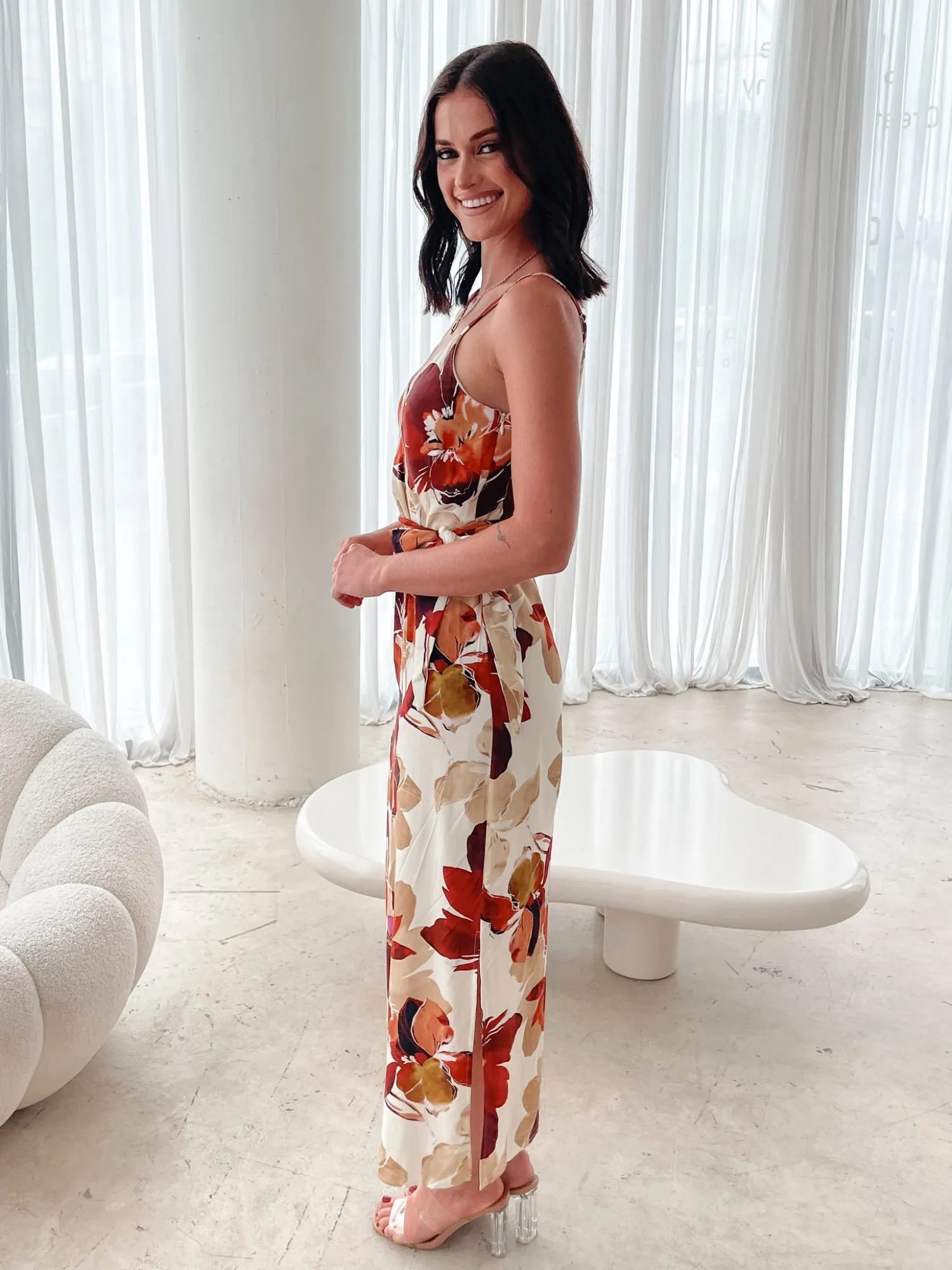 New Laguna Dress - Fawn Floral Midi Dresses|Date Night Dresses