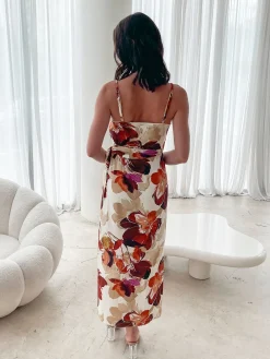 New Laguna Dress - Fawn Floral Midi Dresses|Date Night Dresses