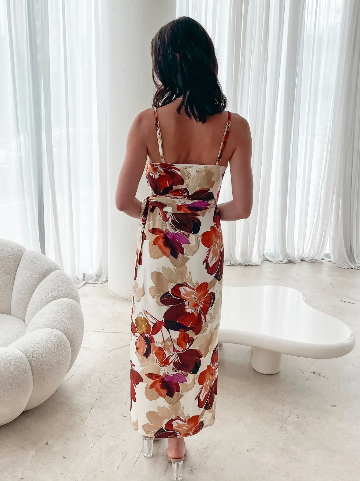 New Laguna Dress - Fawn Floral Midi Dresses|Date Night Dresses