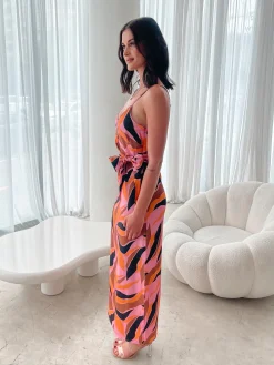 Outlet Laguna Dress - Pink Abstract Midi Dresses|Valentine'S Day Dresses