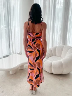 Outlet Laguna Dress - Pink Abstract Midi Dresses|Valentine'S Day Dresses