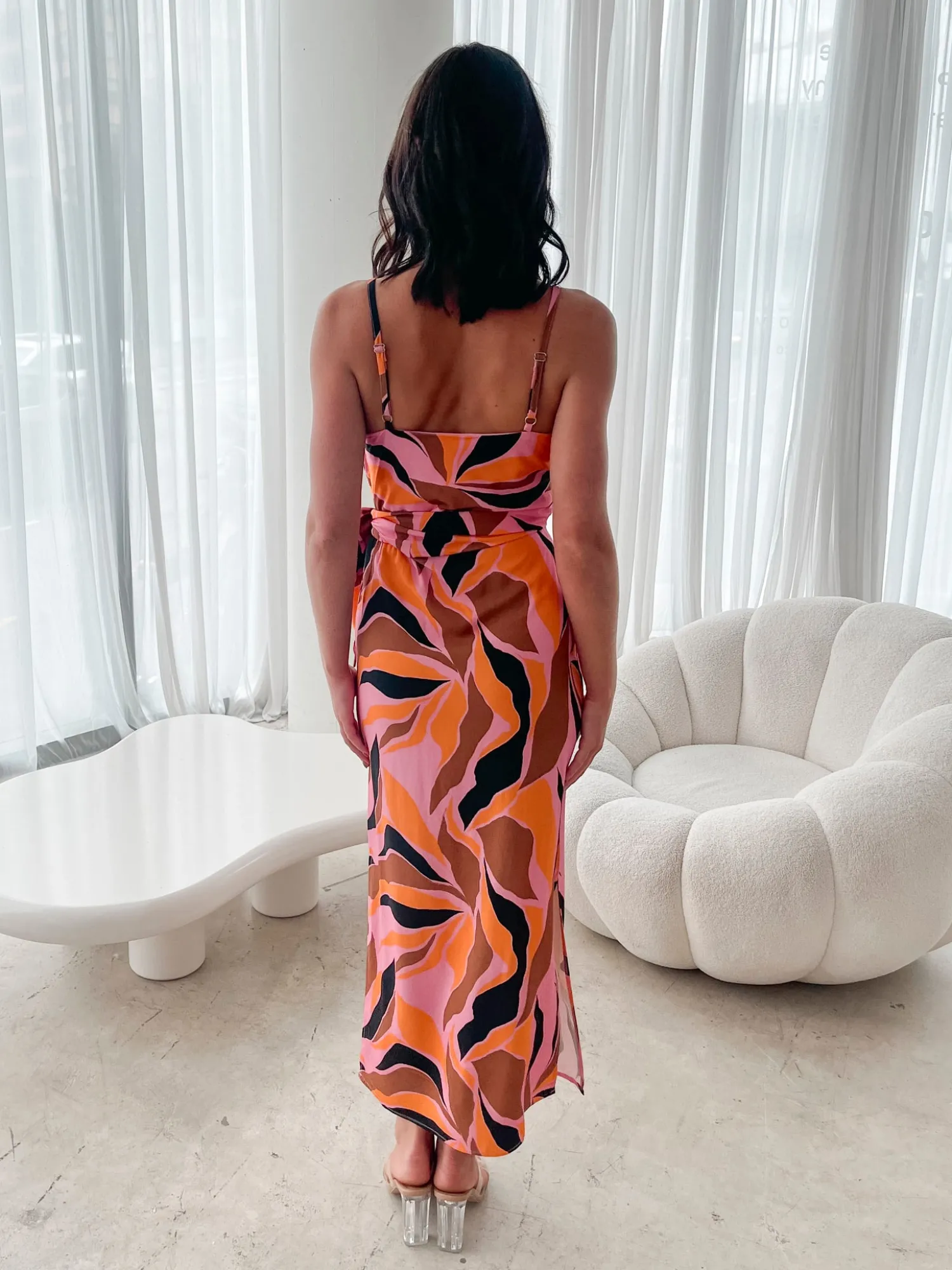 Outlet Laguna Dress - Pink Abstract Midi Dresses|Valentine'S Day Dresses