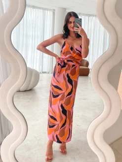 Outlet Laguna Dress - Pink Abstract Midi Dresses|Valentine'S Day Dresses