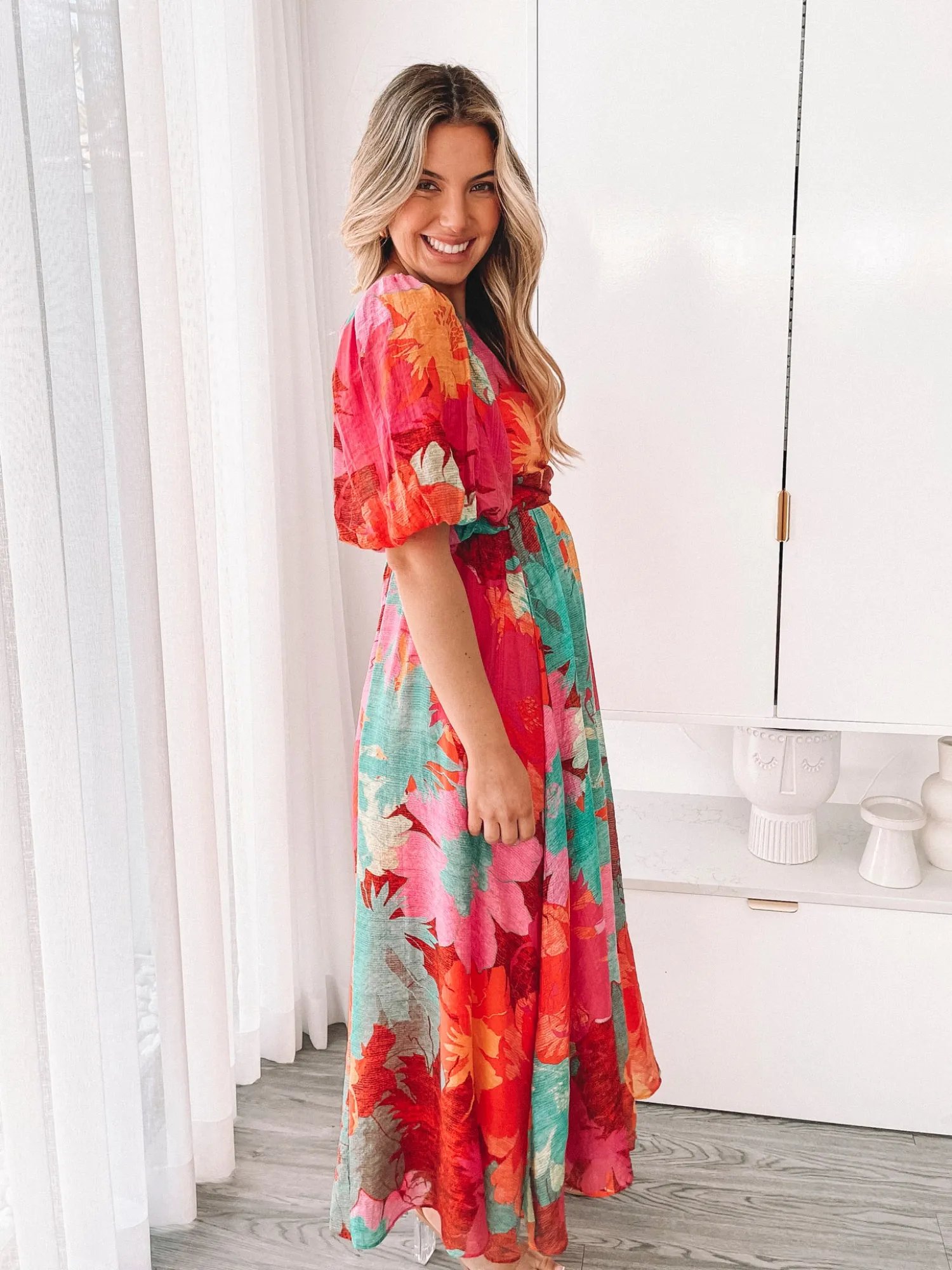 Online Lakelyn Dress - Pink Floral Floral Dresses|One Shoulder Dresses