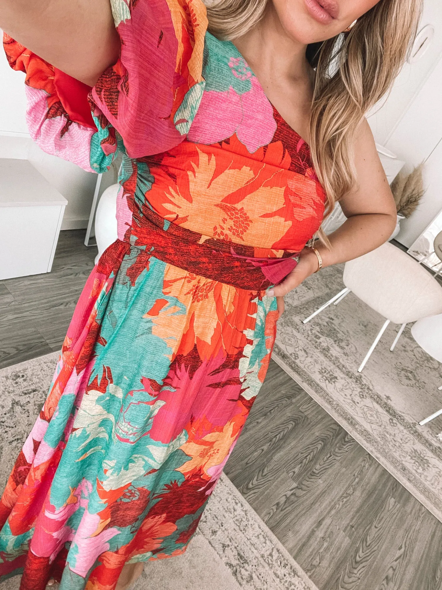 Online Lakelyn Dress - Pink Floral Floral Dresses|One Shoulder Dresses