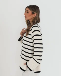Hot Levara Cardigan - Cream Stripe Knitwear & Jumpers|Knitwear