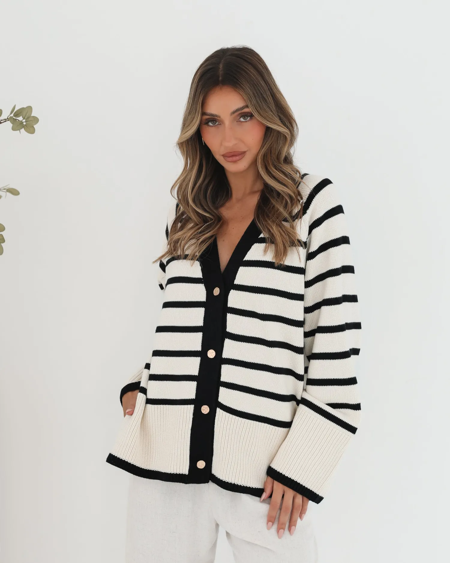 Hot Levara Cardigan - Cream Stripe Knitwear & Jumpers|Knitwear