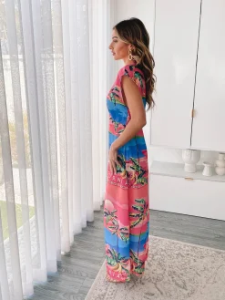 Online Lilibeth Dress - Pink Print Linen Dresses|Curve Dresses