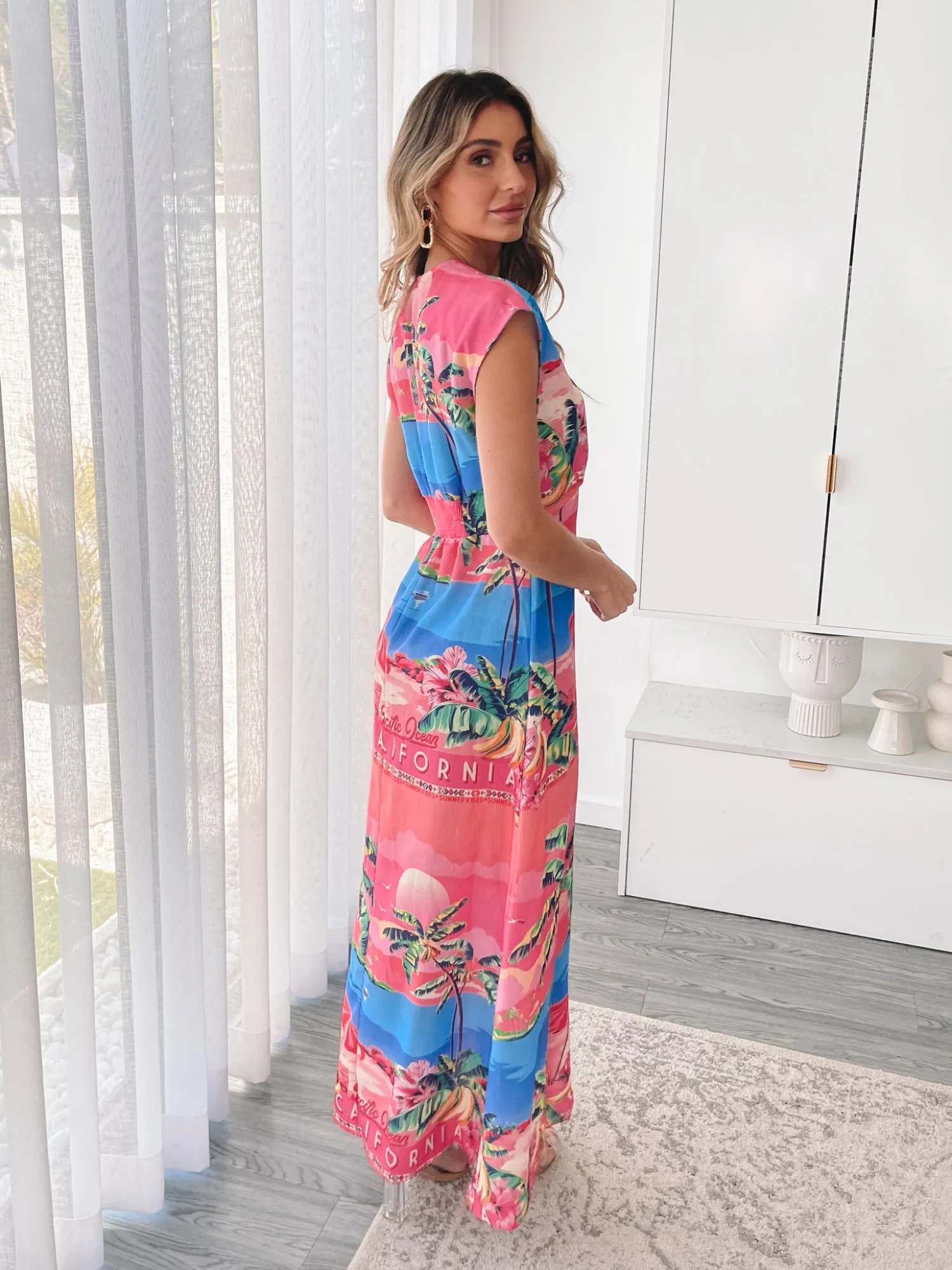 Online Lilibeth Dress - Pink Print Linen Dresses|Curve Dresses