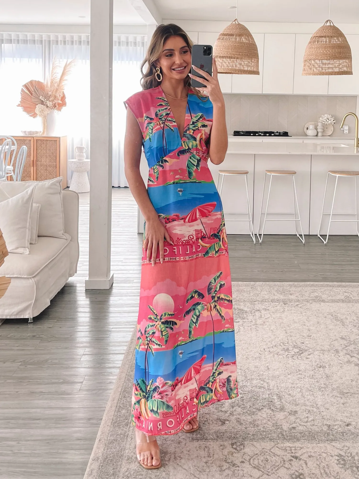 Online Lilibeth Dress - Pink Print Linen Dresses|Curve Dresses