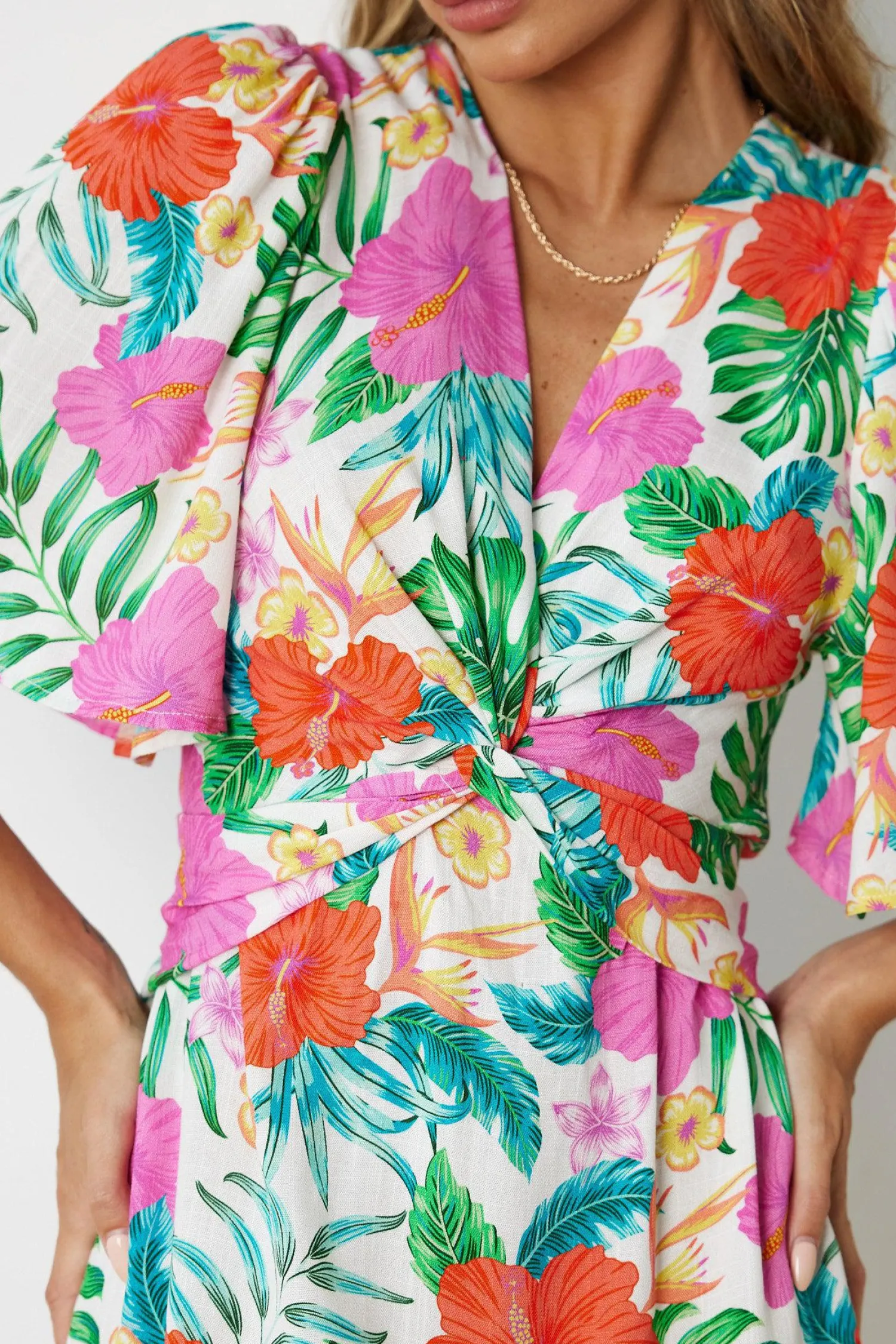 Outlet Linshay Dress - Multi Floral Linen Dresses|Floral Dresses