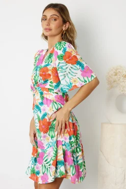 Outlet Linshay Dress - Multi Floral Linen Dresses|Floral Dresses