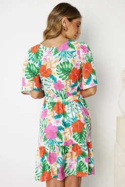 Outlet Linshay Dress - Multi Floral Linen Dresses|Floral Dresses