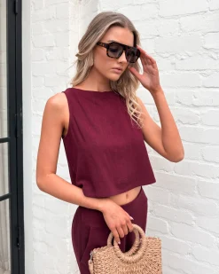 New Lizzo Top - Bordeaux Basic Tops|Casual Tops
