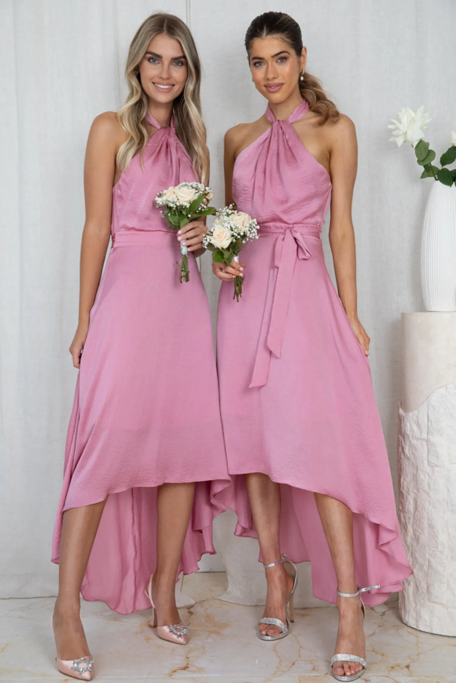 Online Luvinia Dress - Pink Satin Dresses|Halter Dresses