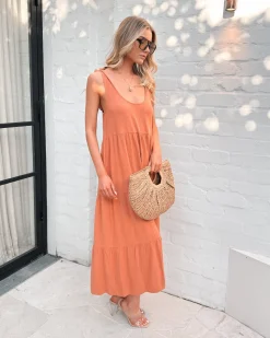 New Lydia Dress - Rust Linen Dresses|Shift Dresses