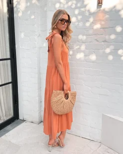 New Lydia Dress - Rust Linen Dresses|Shift Dresses