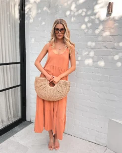 New Lydia Dress - Rust Linen Dresses|Shift Dresses