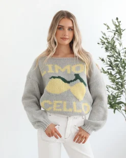 New Lyla Knit - Grey Print Jumpers|Jumpers