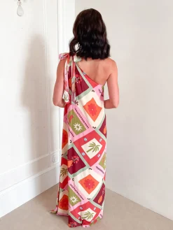 Outlet Lyzel Dress - Multi Print One Shoulder Dresses|Shift Dresses