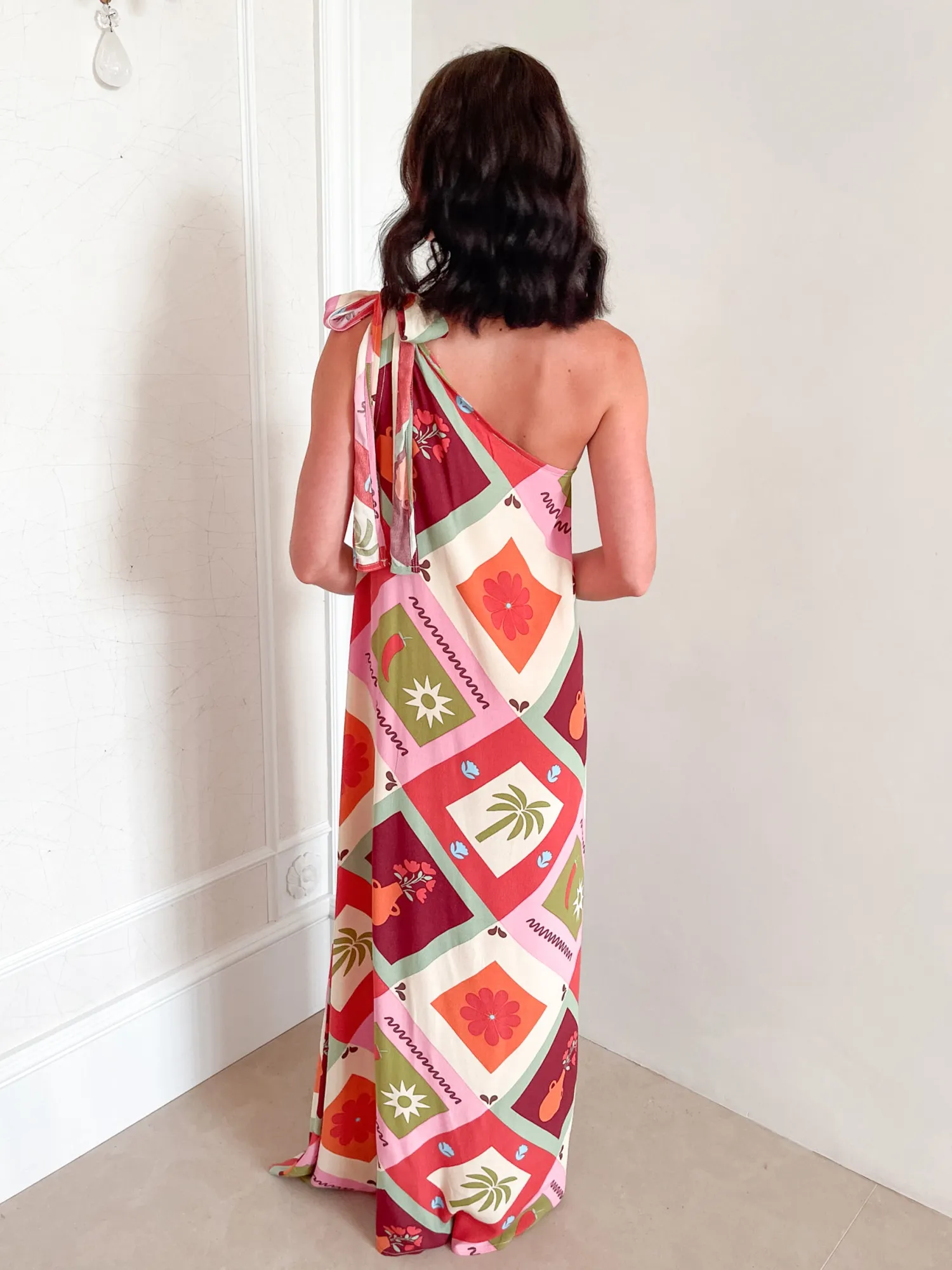 Outlet Lyzel Dress - Multi Print One Shoulder Dresses|Shift Dresses