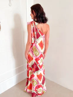 Outlet Lyzel Dress - Multi Print One Shoulder Dresses|Shift Dresses