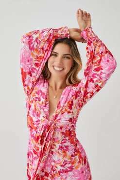 Hot Mallarey Dress - Multi Floral Floral Dresses|Long Sleeve Dresses