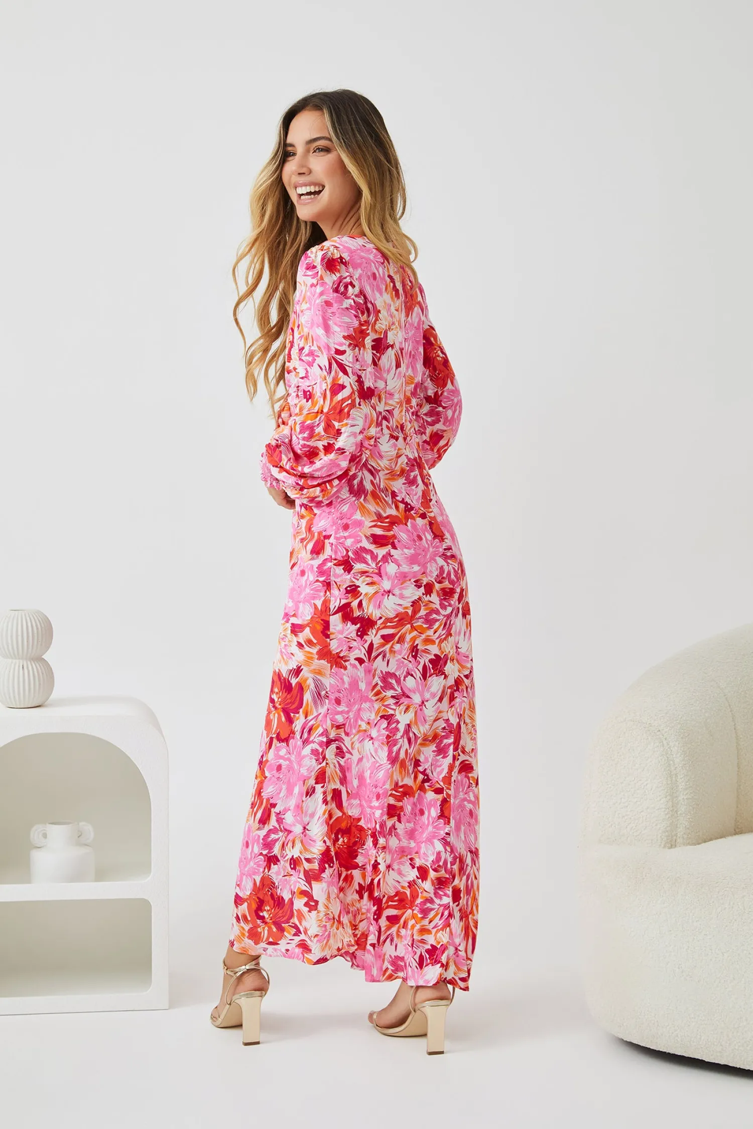 Hot Mallarey Dress - Multi Floral Floral Dresses|Long Sleeve Dresses
