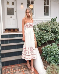 Online Marietta Dress - White Print Maternity Dresses|Midi Dresses
