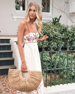 Online Marietta Dress - White Print Maternity Dresses|Midi Dresses