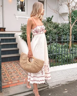 Online Marietta Dress - White Print Maternity Dresses|Midi Dresses