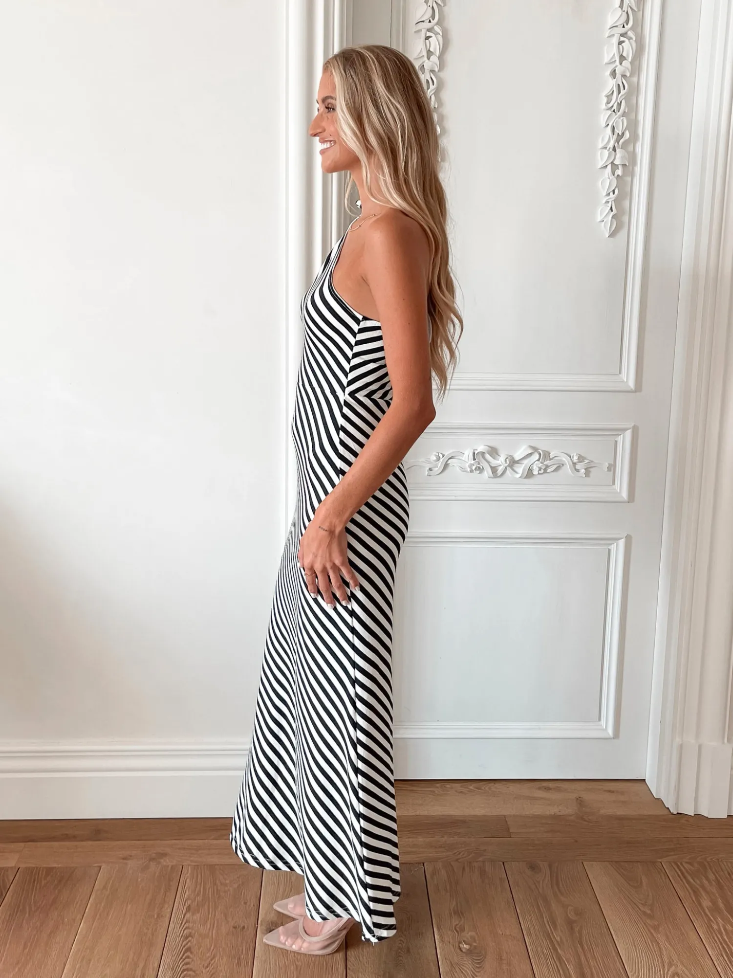 Hot Mckinley Dress - Black Stripe One Shoulder Dresses|Curve Dresses