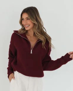 Best Merete Knit - Bordeaux Jumpers|Jumpers