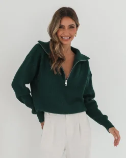 Merete Knit - Dark Green Jumpers|Jumpers