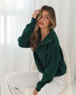 Merete Knit - Dark Green Jumpers|Jumpers