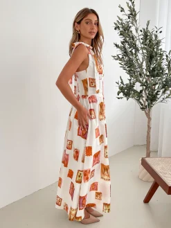 Best Miriah Dress - White Print Maternity Dresses|Maxi Dresses
