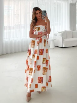 Best Miriah Dress - White Print Maternity Dresses|Maxi Dresses