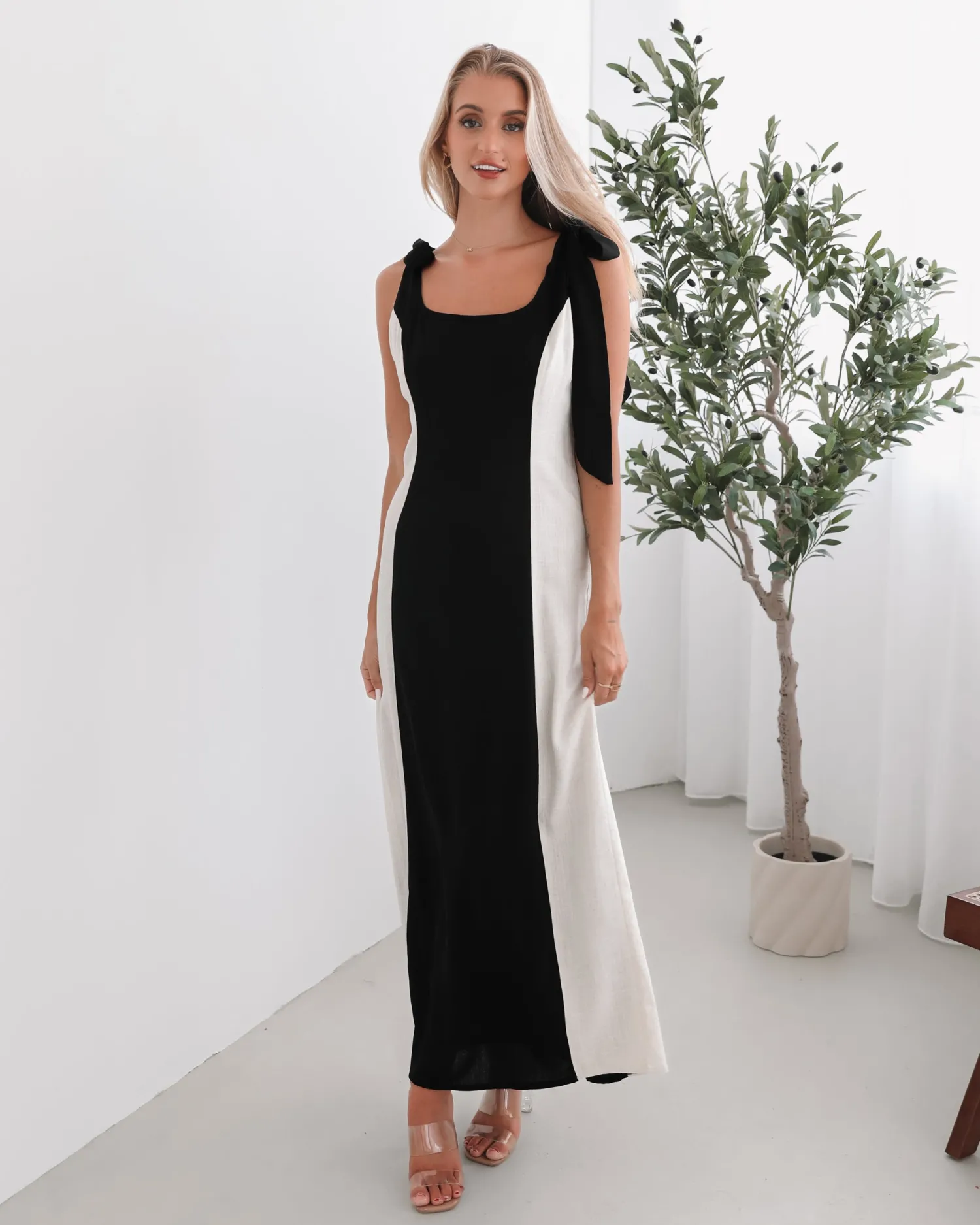 Hot Morticia Dress - Black Multi Slip Dresses|Maxi Dresses
