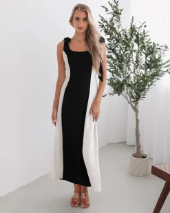 Hot Morticia Dress - Black Multi Slip Dresses|Maxi Dresses