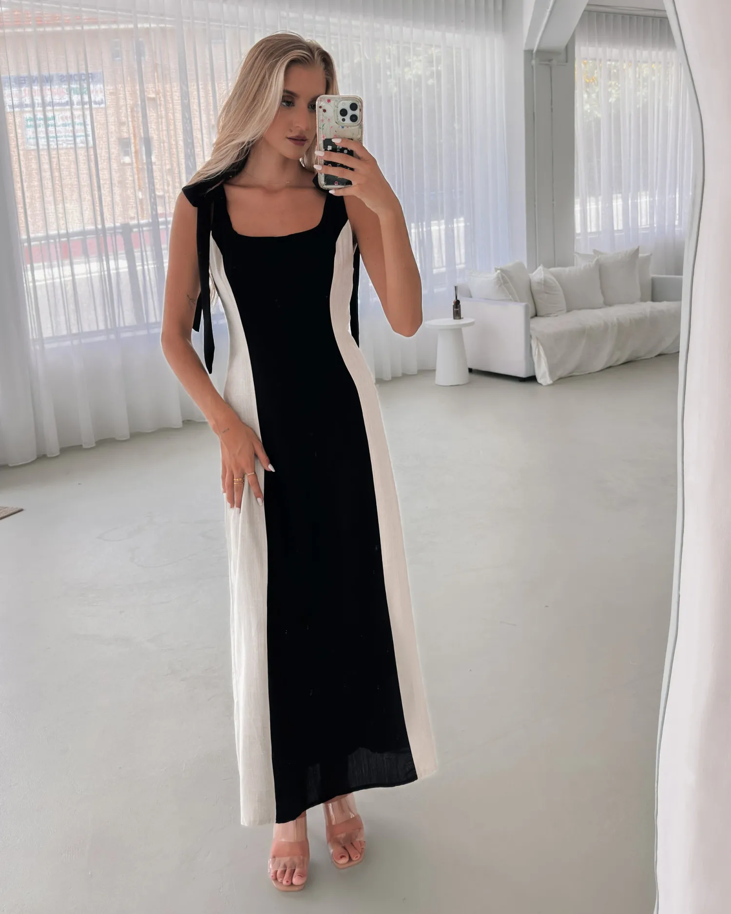 Hot Morticia Dress - Black Multi Slip Dresses|Maxi Dresses