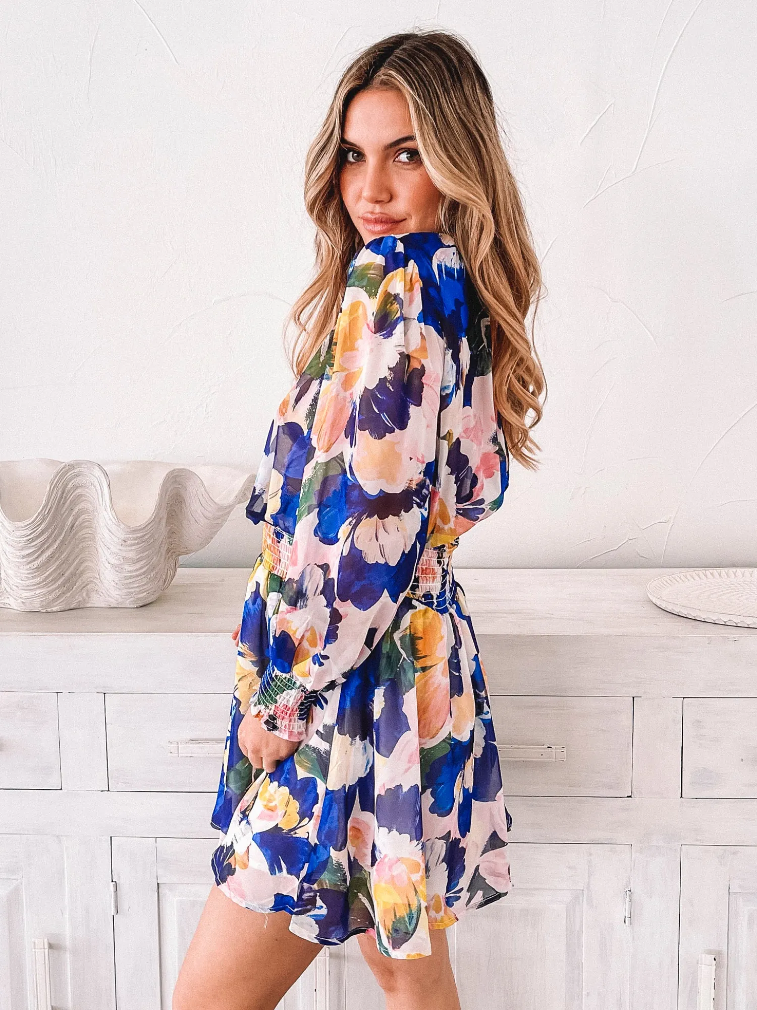 Clearance Neary Dress - Painted Cobalt Long Sleeve Dresses|Maternity Dresses