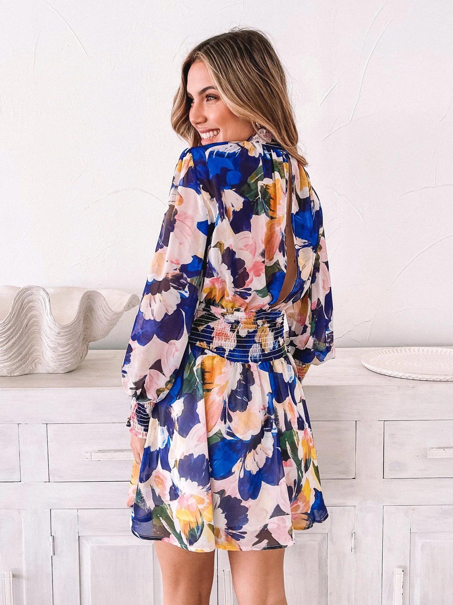 Clearance Neary Dress - Painted Cobalt Long Sleeve Dresses|Maternity Dresses
